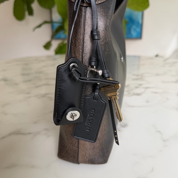 Coach Brooklyn Shoulder Bag 28 In Loved Leather Silver Black Brown CBH44 Ergo - Picture 16 of 16